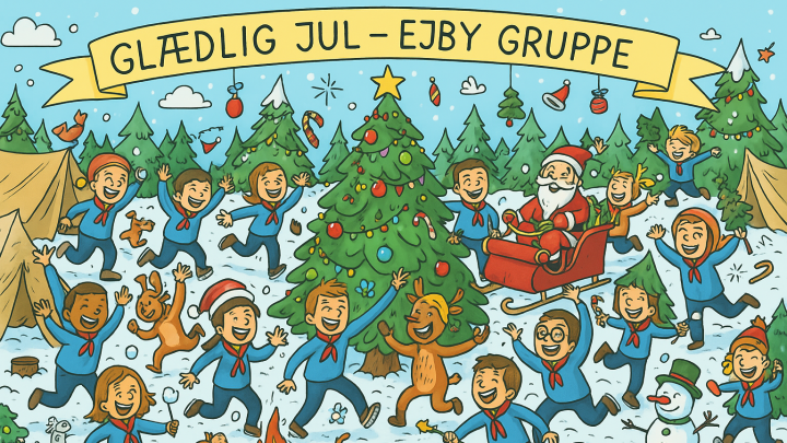 Tegning af galde spejdere på juletur